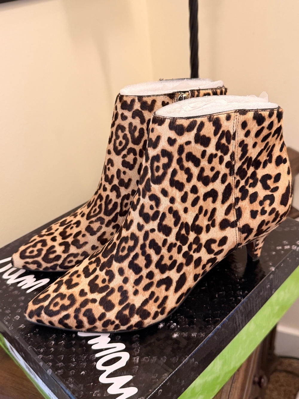 Sam Edelman Leopard Print Pointed Toe Ankle Boots - Black & Brown
